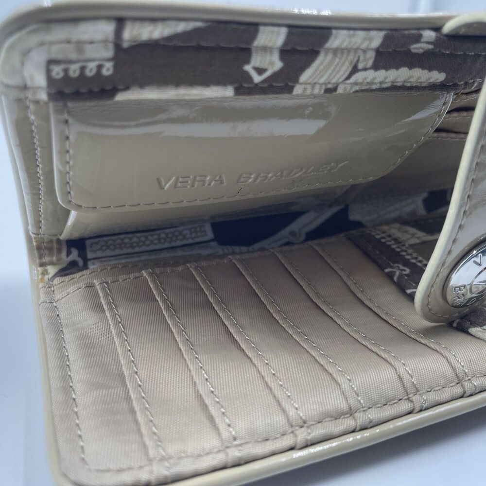 Vera Bradley tan khaki CAFE WALLET fold w/ coin - Picture 13 of 15